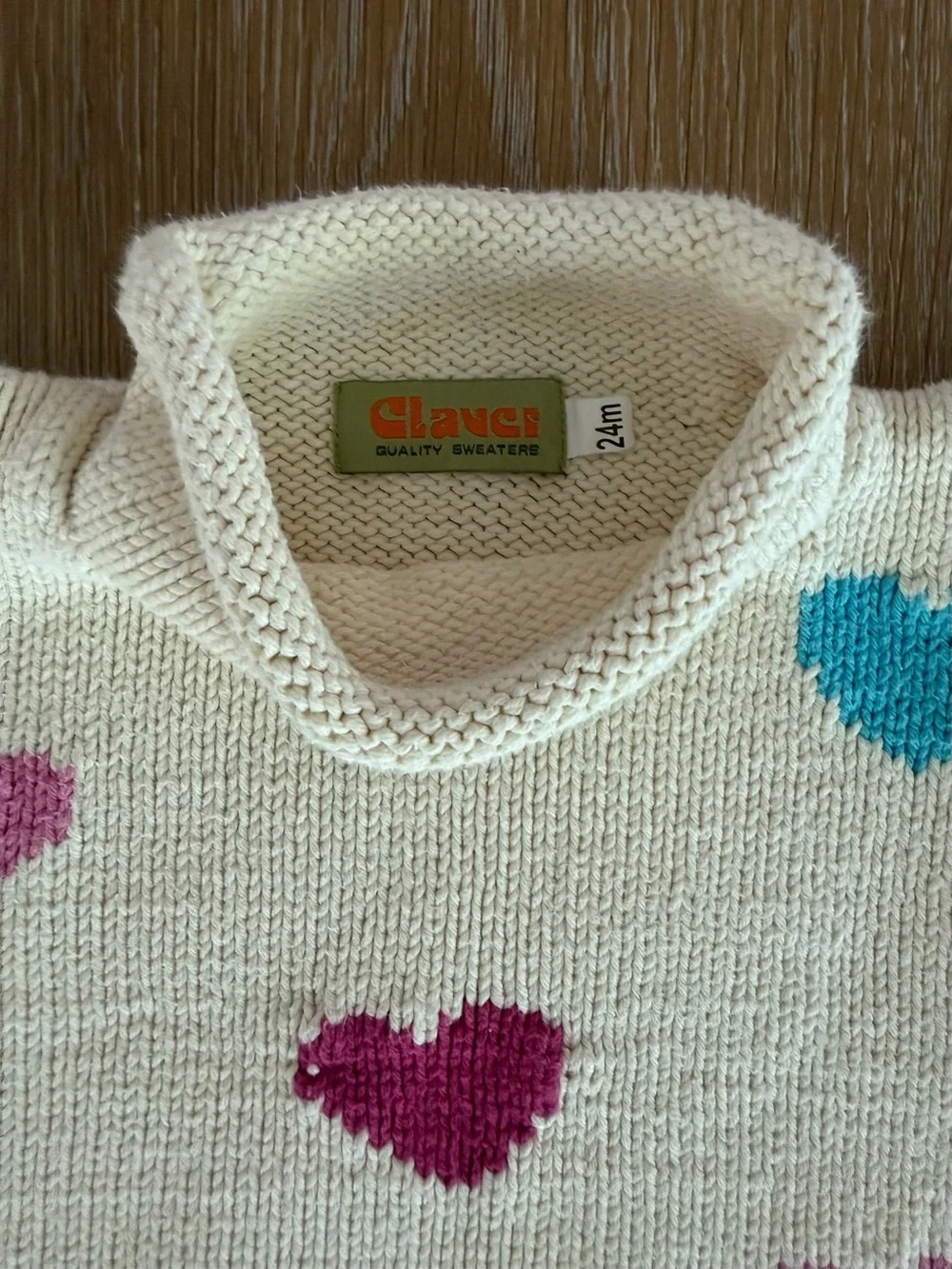 Kids Cream Heart Knit Sweater